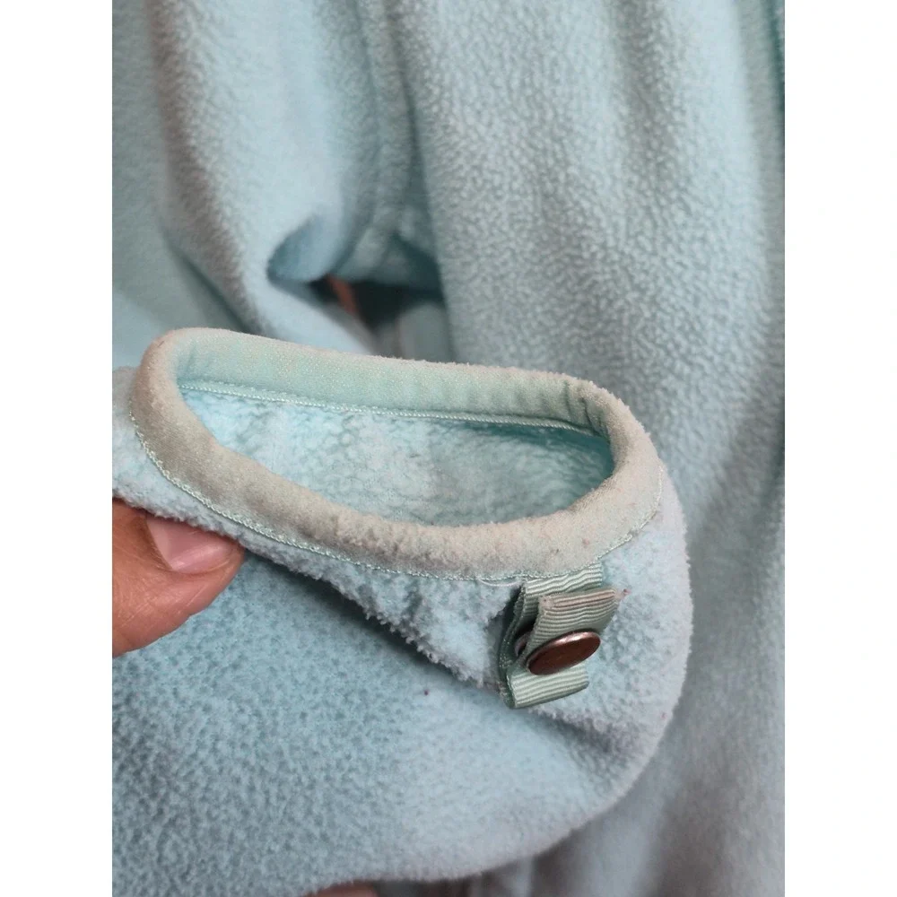 The North Face Denali Jacket Girls large 14/16 Aqua Green Pockets Fleece Youth